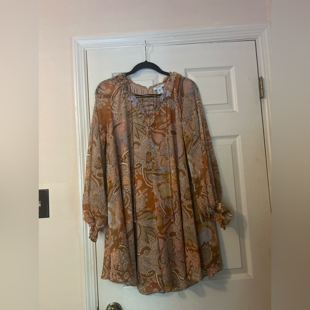 Haute Hippie Brown Floral Long Sleeve Dress